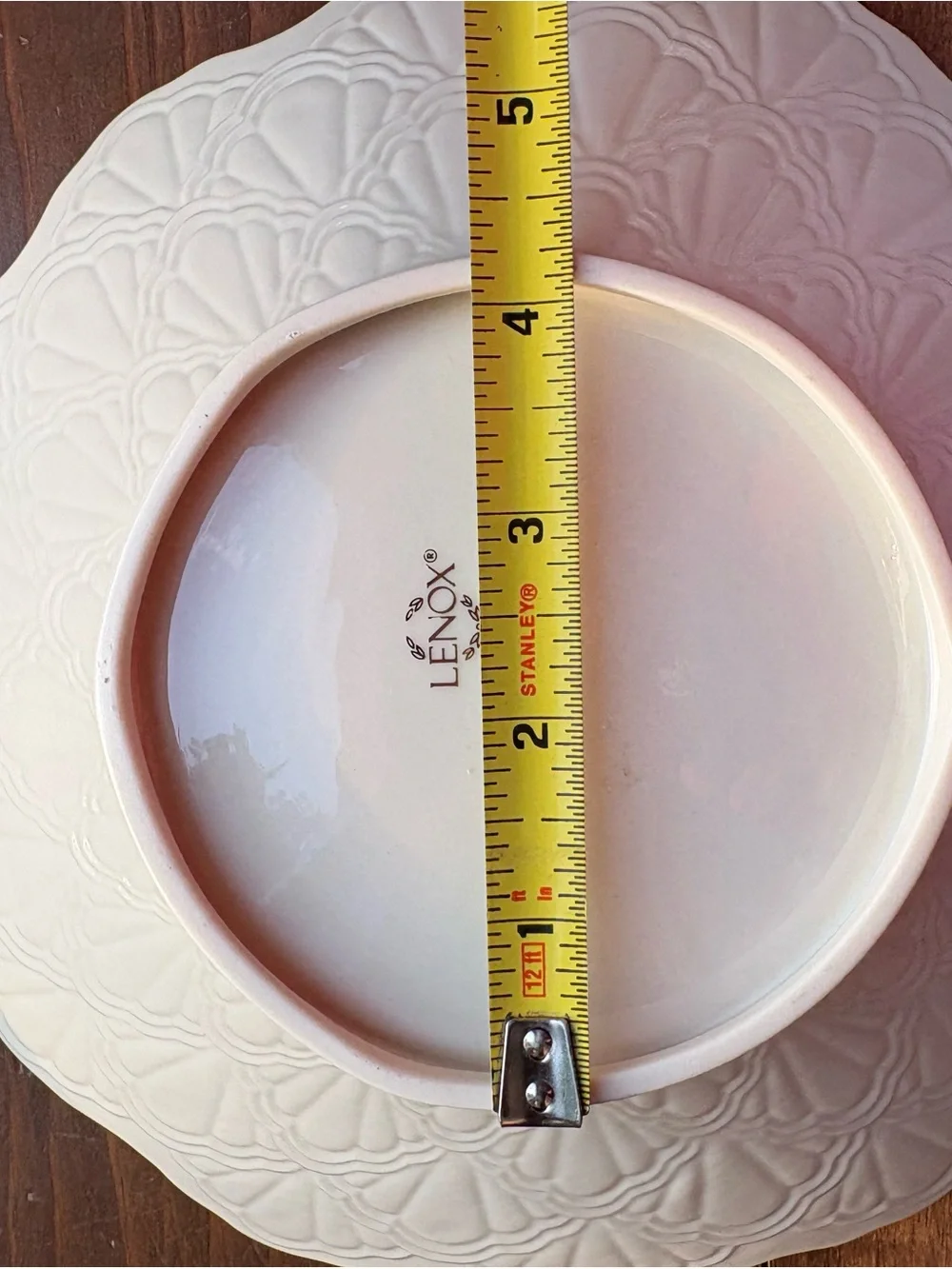 Lenox White Embossed Ceramic Serving Bowl with Gold Trim